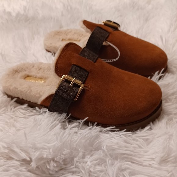 MICHAEL Michael Kors Judd Closed Toe Suede Lug Sole Slides Slippers NEW SZ 7 - Picture 2 of 6